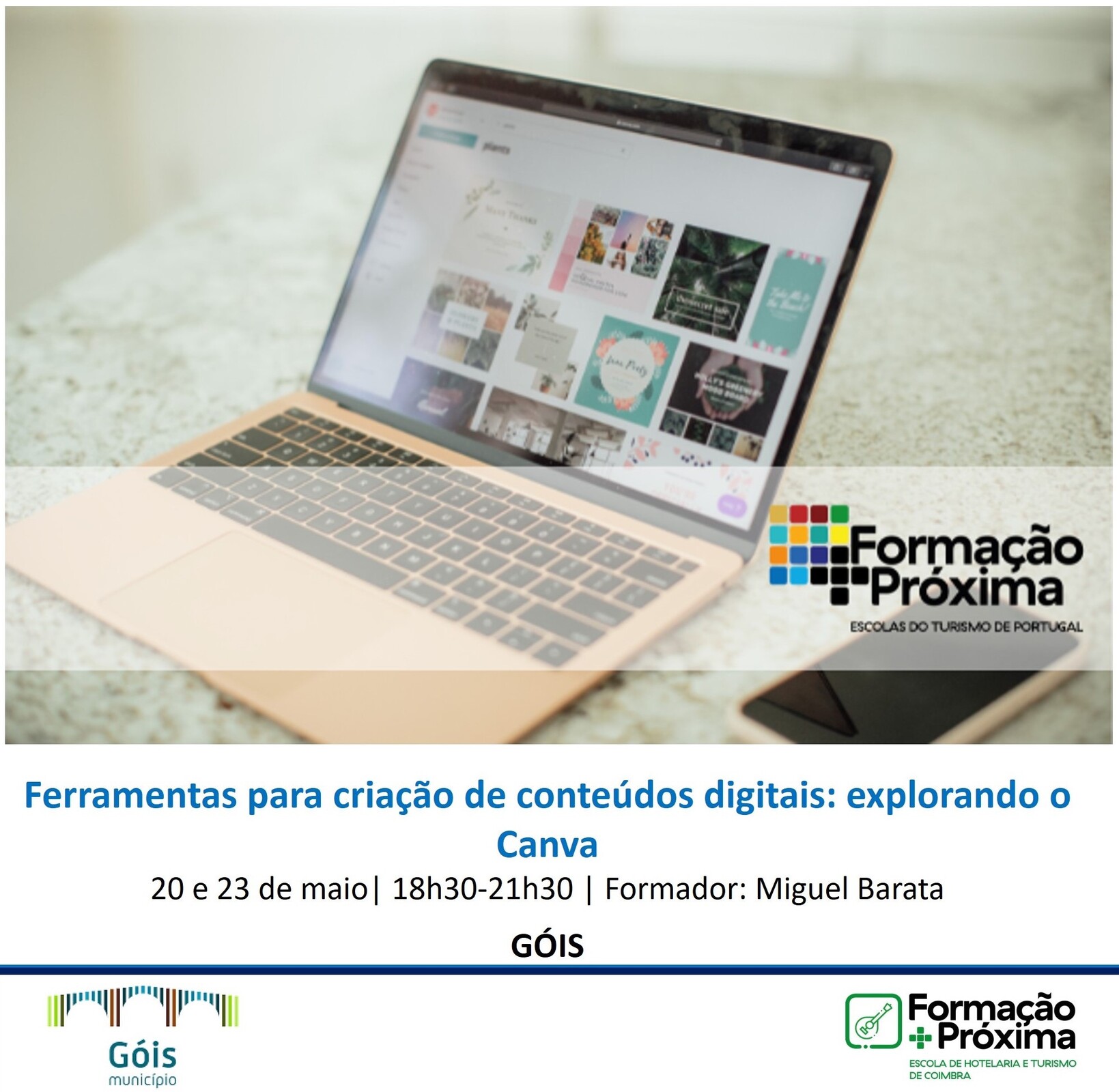 Ação de Formação “Ferramentas para criação de conteúdos digitais: explorando o Canva (iniciação)”