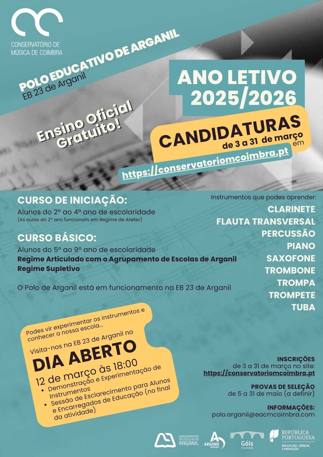 Escola Artística do Conservatório de Música de Coimbra (EACMC) - Polo de Arganil - Ano Letivo 202...