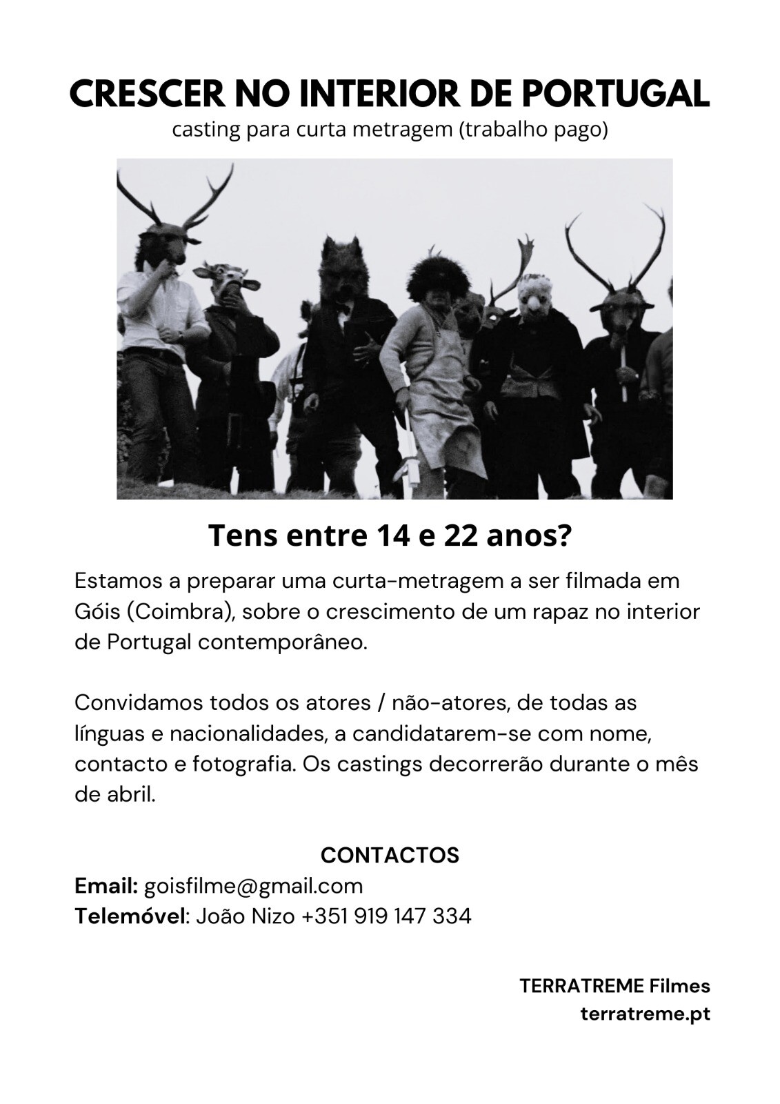 Casting para Curta Metragem em Góis