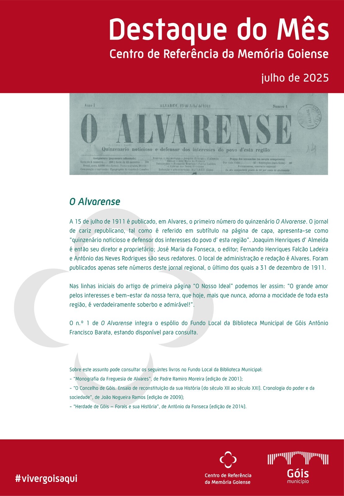DESTAQUE DO MÊS - Centro de Referência da Memória Goiense