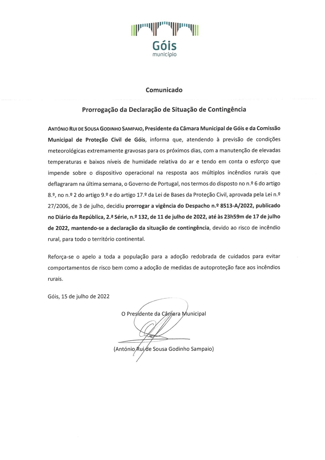 comunicado prorroga&ccedil;&atilde;o Situa&ccedil;&atilde;o Conting&ecirc;ncia